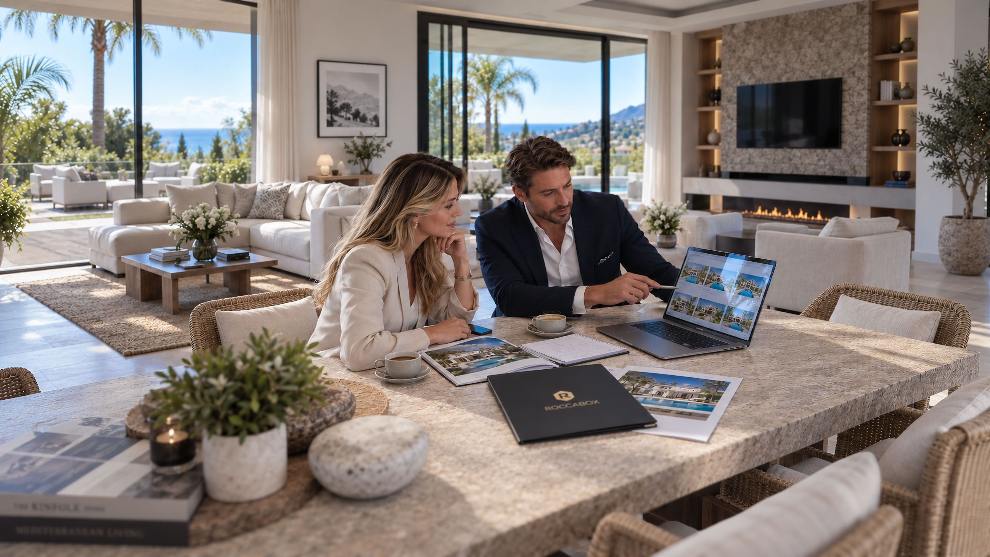 ROCCABOX property consultant reviewing Costa del Sol homes with a buyer